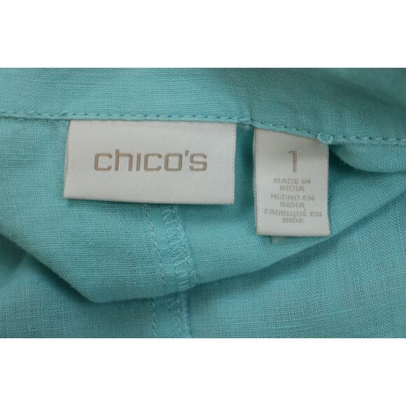 Chico's Jacket Womens Size 1 Blue Pockets Light Weight 3 Buttons - Picture 6 of 8